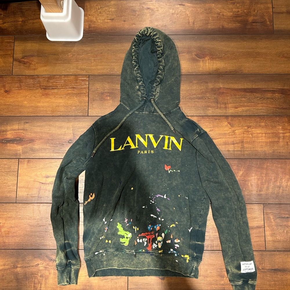 Lanvin x Gallery Dept. Logo Hoodie With A Worn Effect And Paint Marks